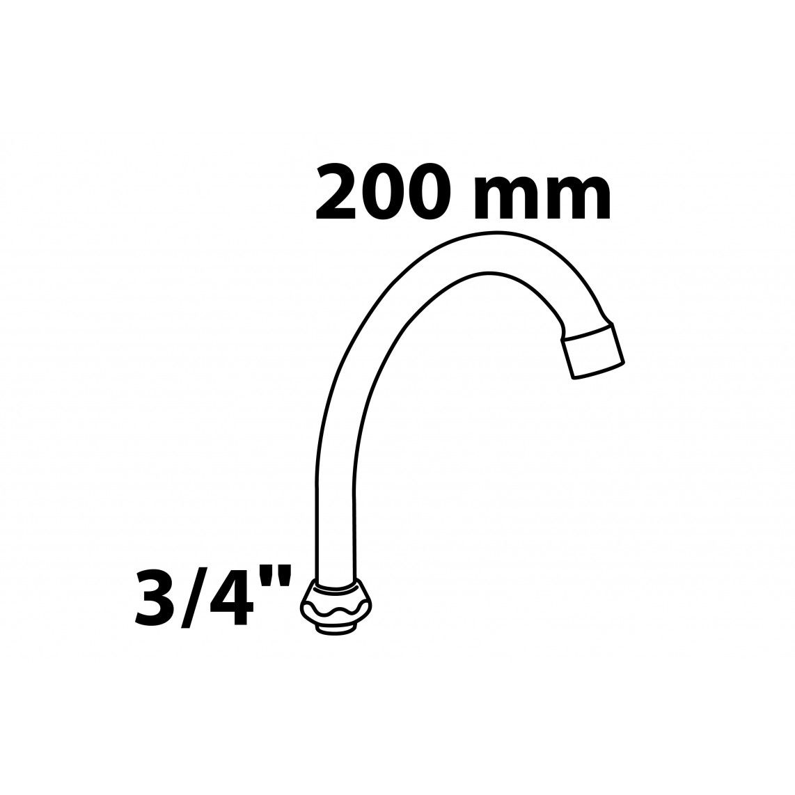 98953218 HU-buisuitloop, chroom, 3/4" x 200 mm vue 2