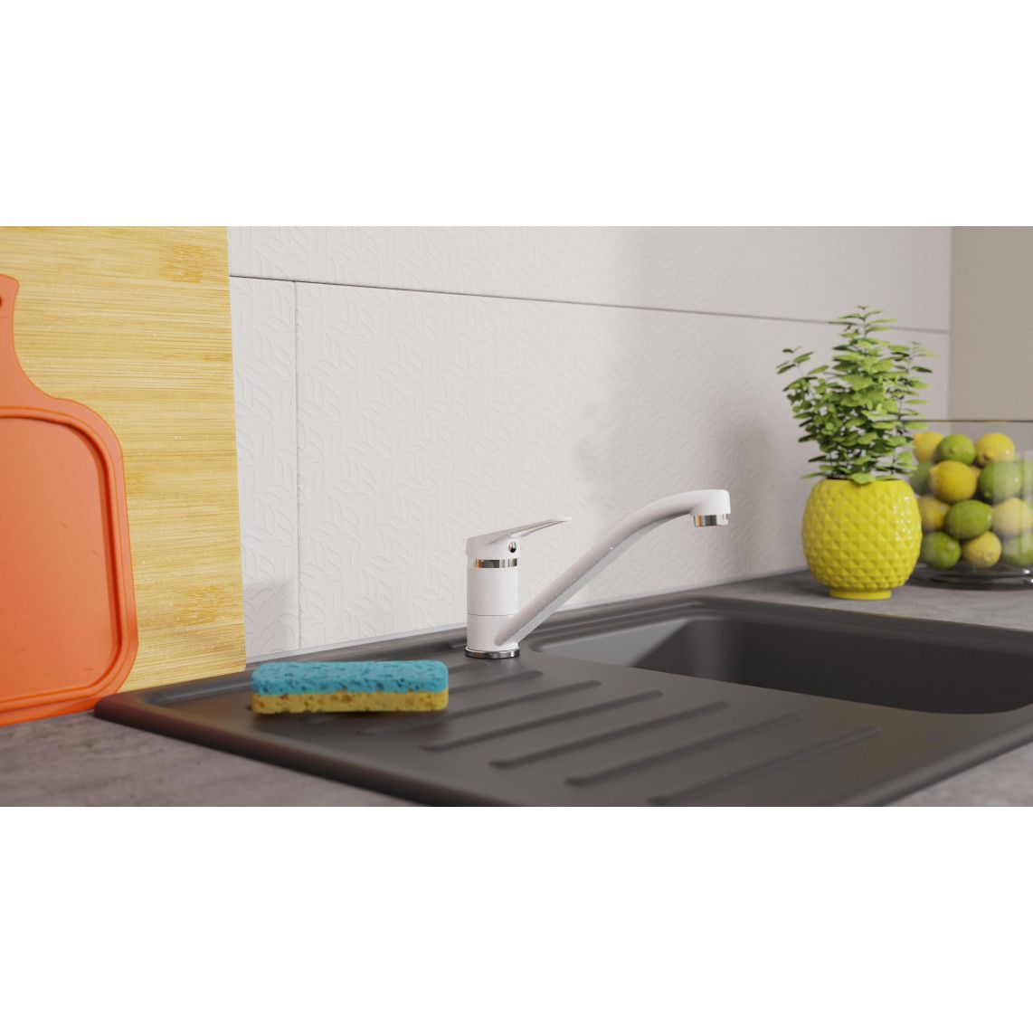 NI182SCR-W SPEED Keukenkraan, wit/chroom vue 11