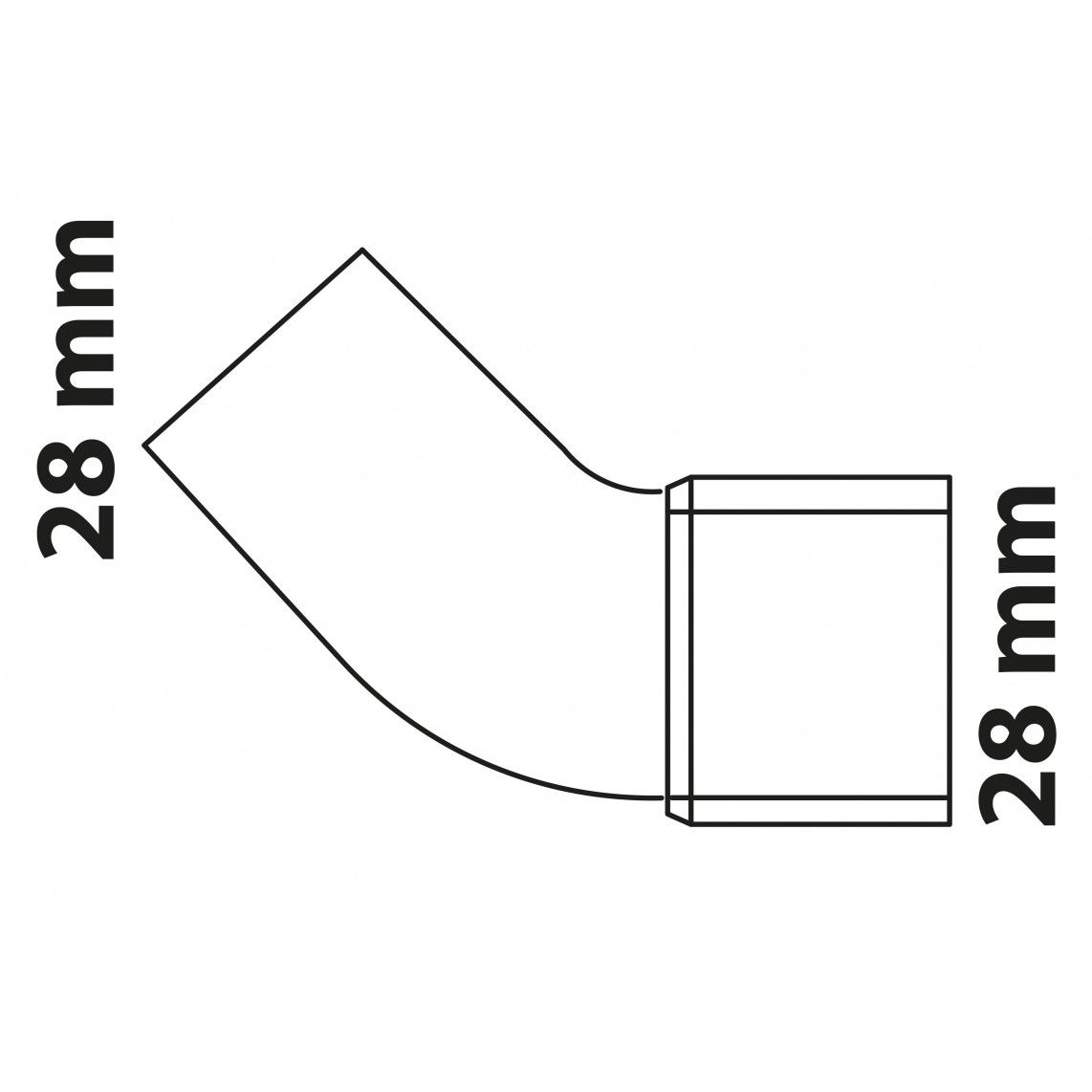 989145017 CU boog 45°, blanco, 28 mm, 1 mof (5040) vue 3