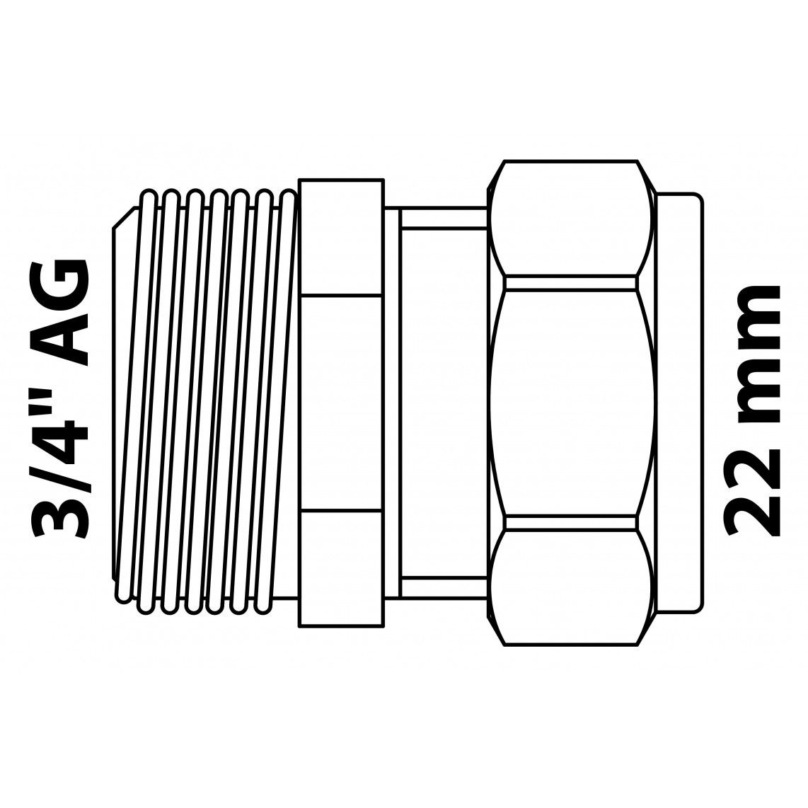 989457717 MS overgangsstuk, blanco, 22 mm x 3/4"BU, knelfitting voor koperen buis, vue 4