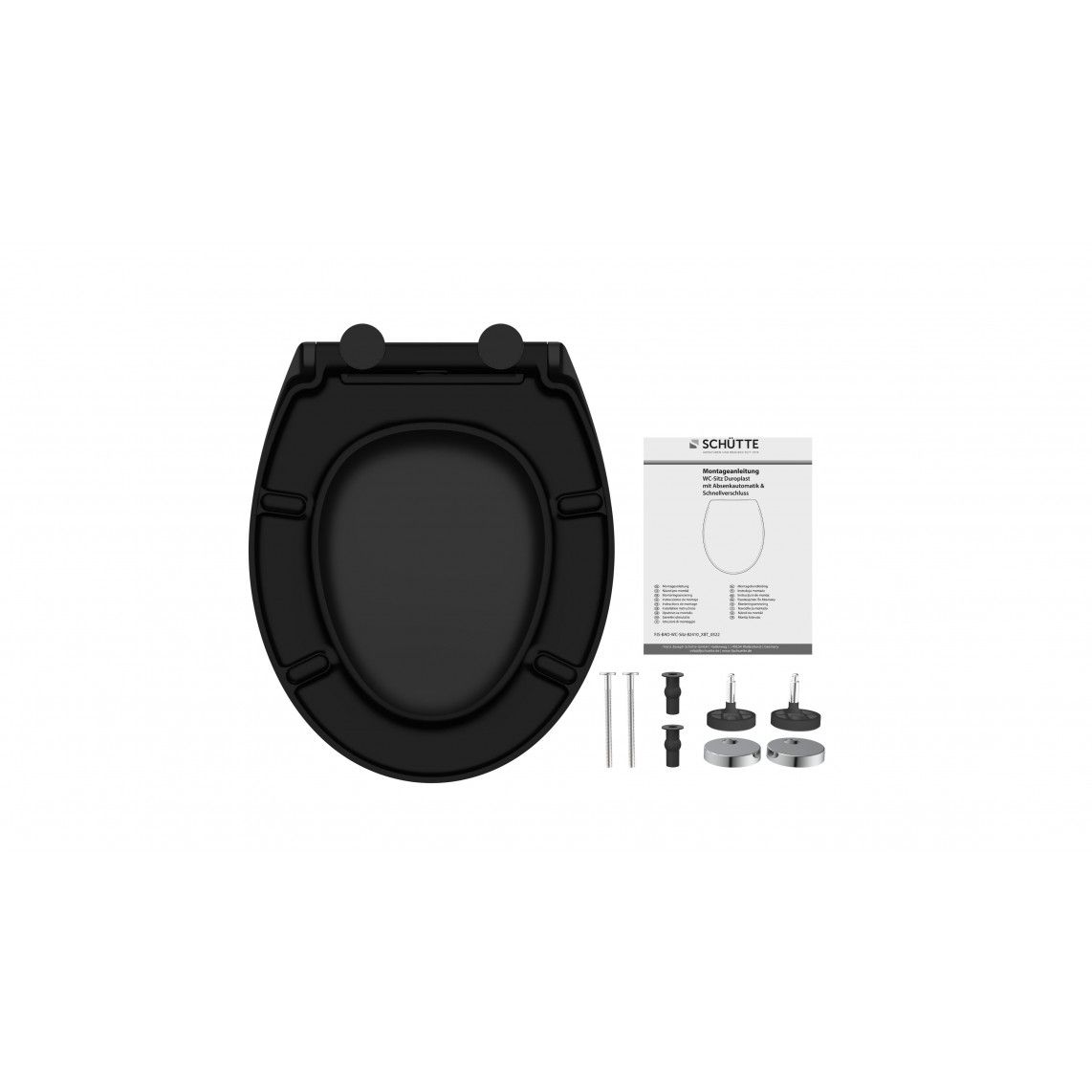 82410 Duroplast WC-zitting zwart, met valrem en afneembaar vue 6