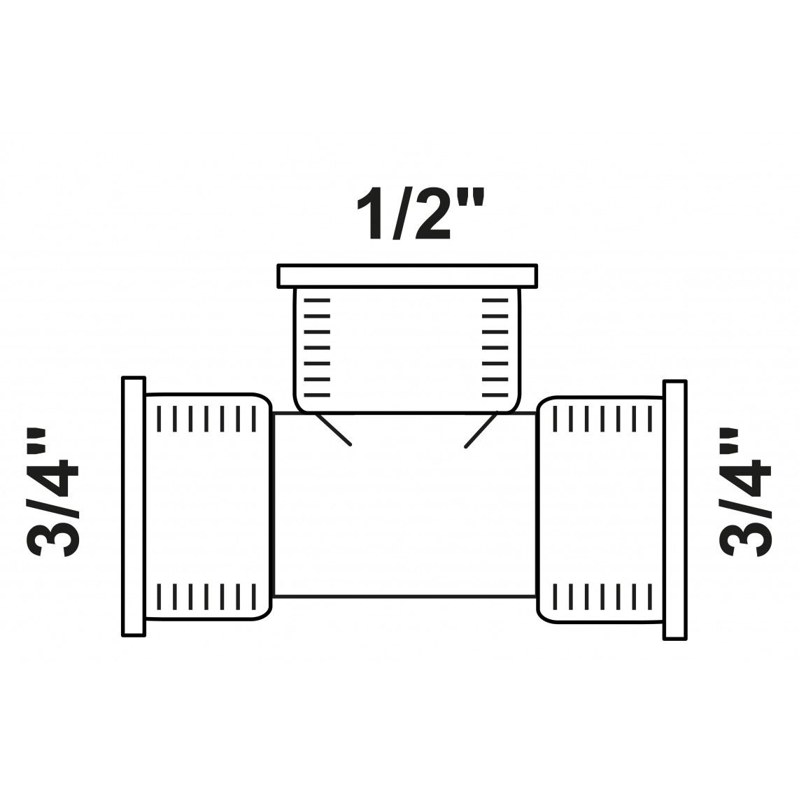 988957655 BR verloop T-stuk, blanco, 3/4"BI x 1/2"BI x 3/4"BI, (3130) vue 2
