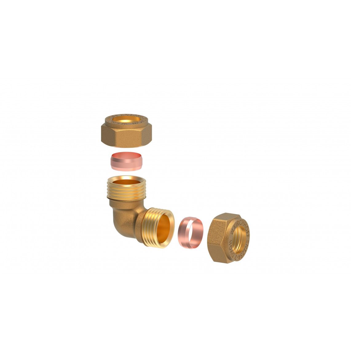 989451117 Brass angle 90°, brass, 12 mm, clamp fitting for copper pipe vue 3