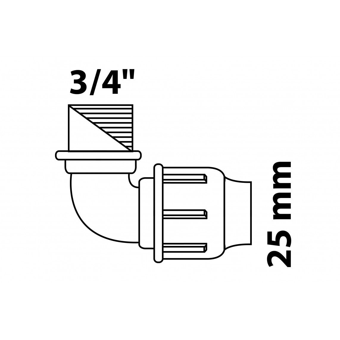 984846217 Transition angle 90°, PP, 25 mm x 3/4" female, clamp fitting for HDPE pipe, DVGW certified vue 4