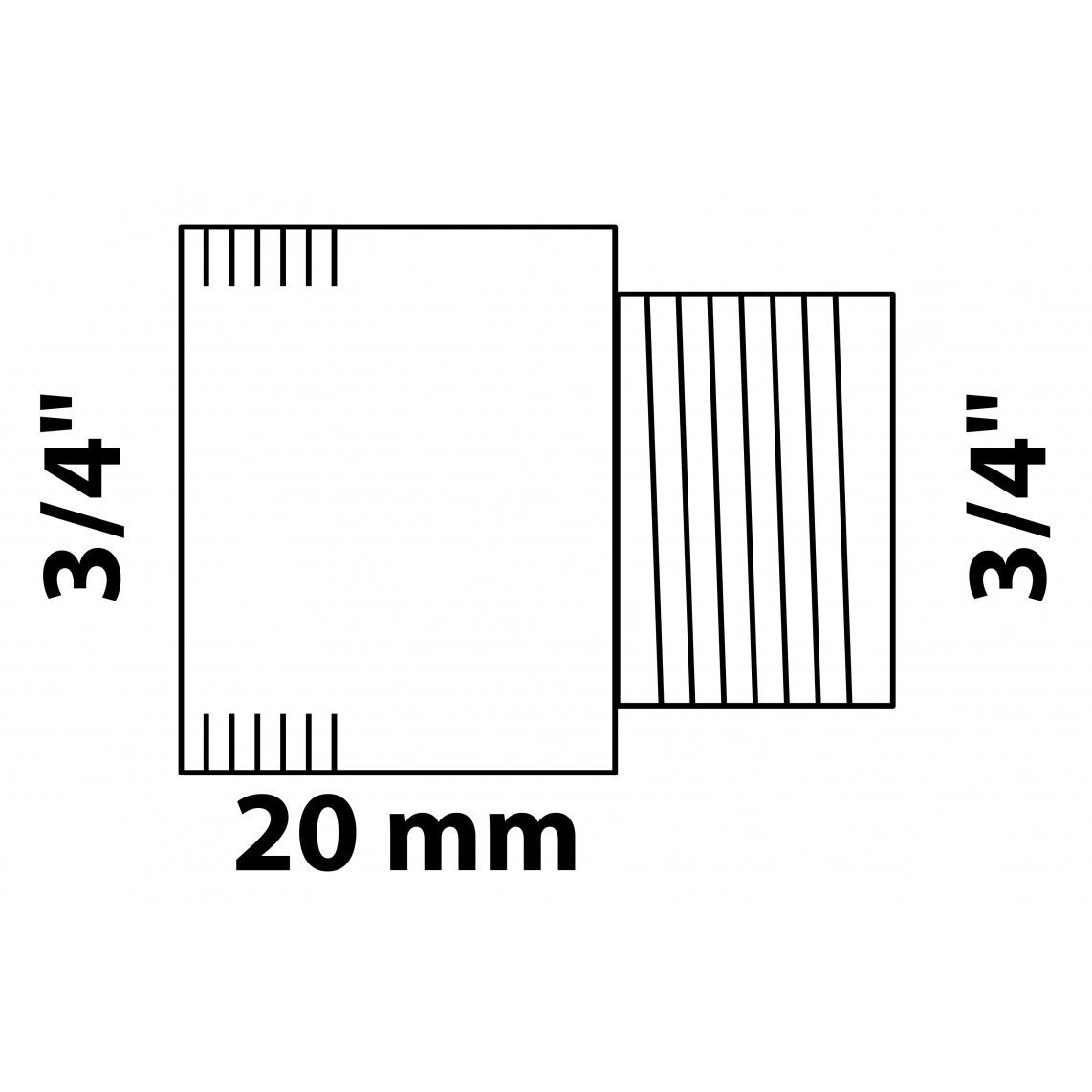 989318355 LT extension de robinet, vierge, 3/4" x 20 mm vue 2
