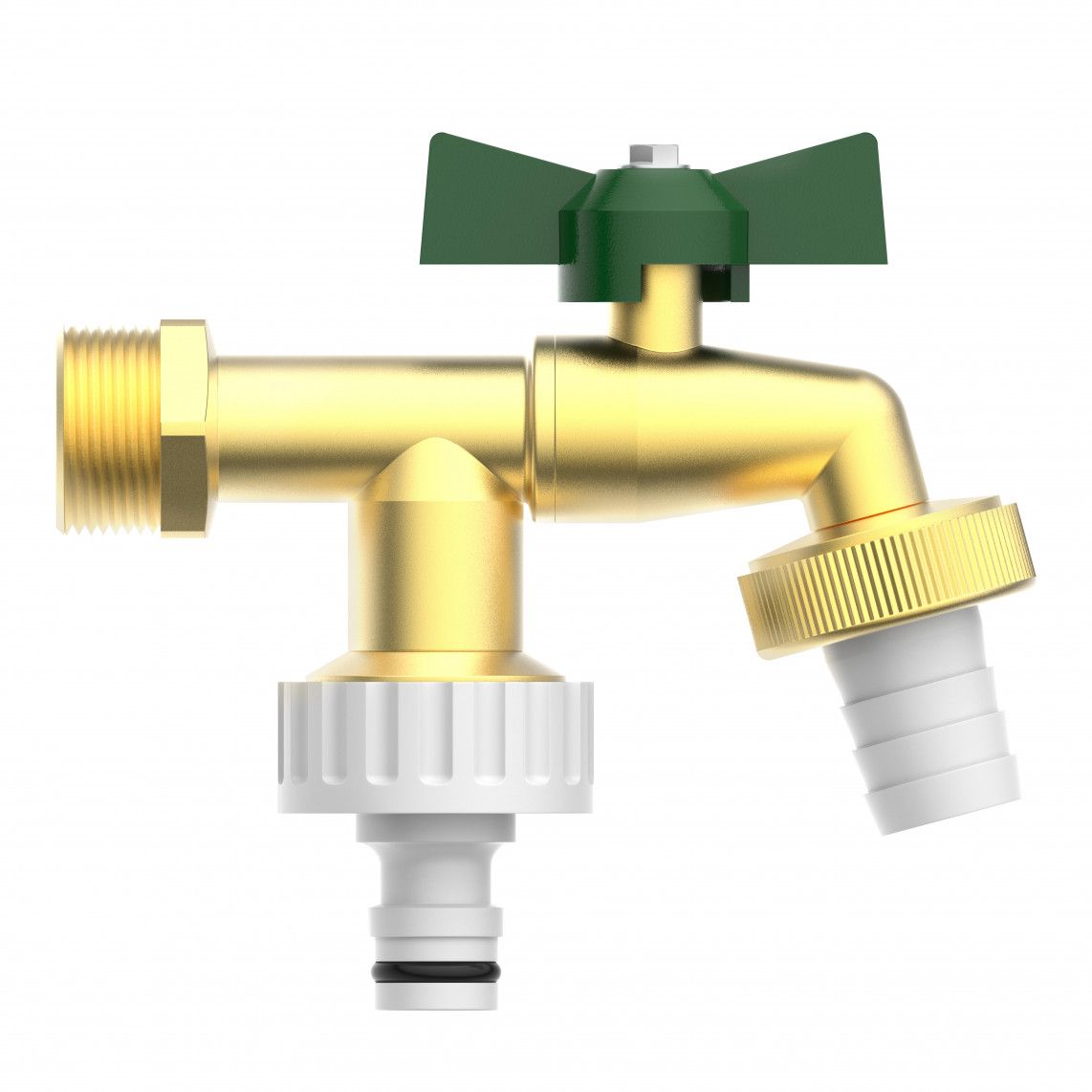 99720225 2-ways-ball-outlet valve, brass, 3/4" male x 1" male x 1" male vue 4