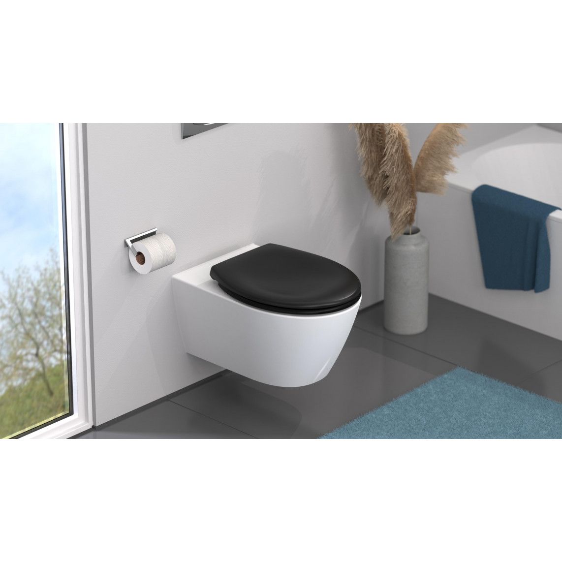 82410 Duroplast WC-zitting zwart, met valrem en afneembaar vue 10