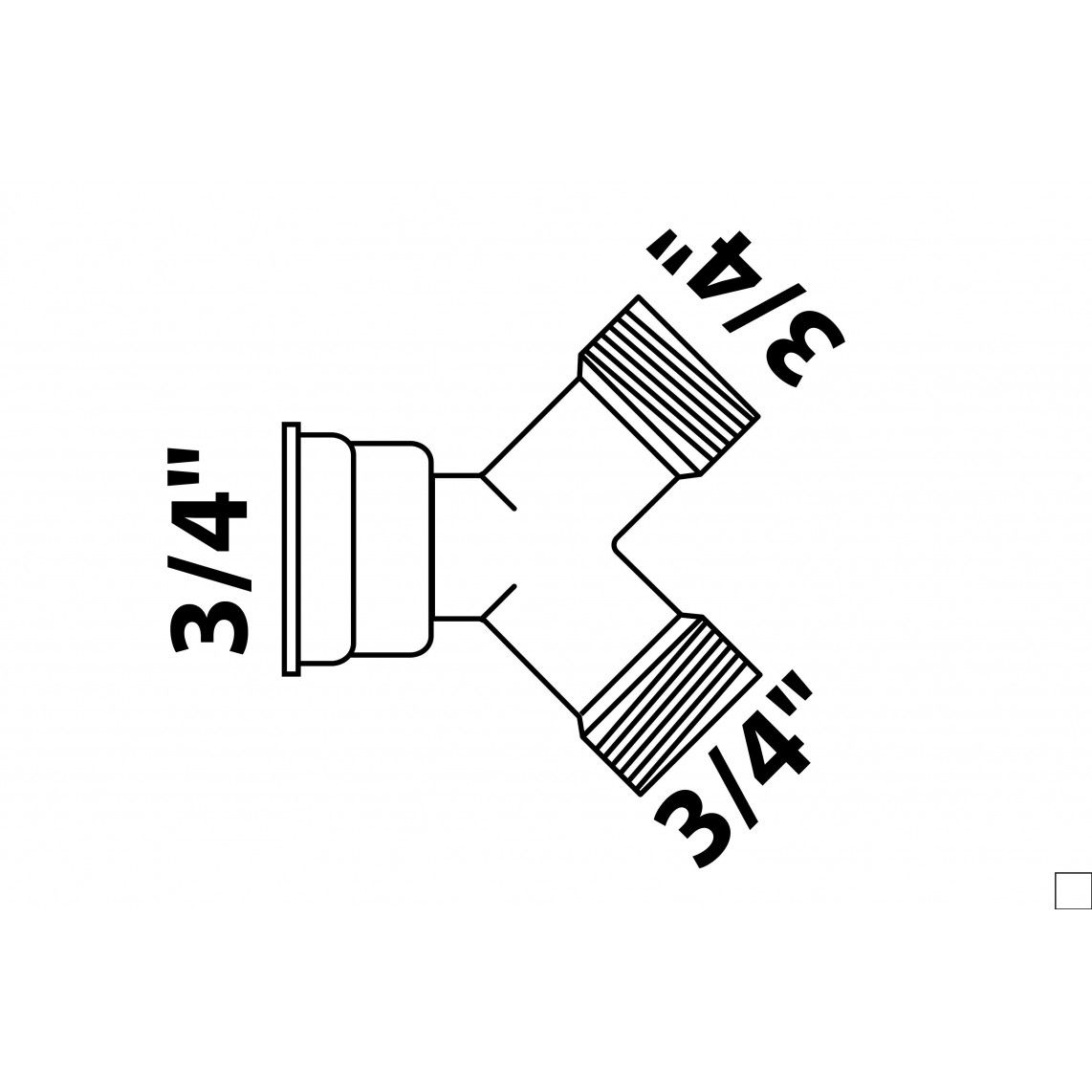 986186148 LT distributeur 2 voies, vierge, 3/4" F x 3/4" M, vue 2