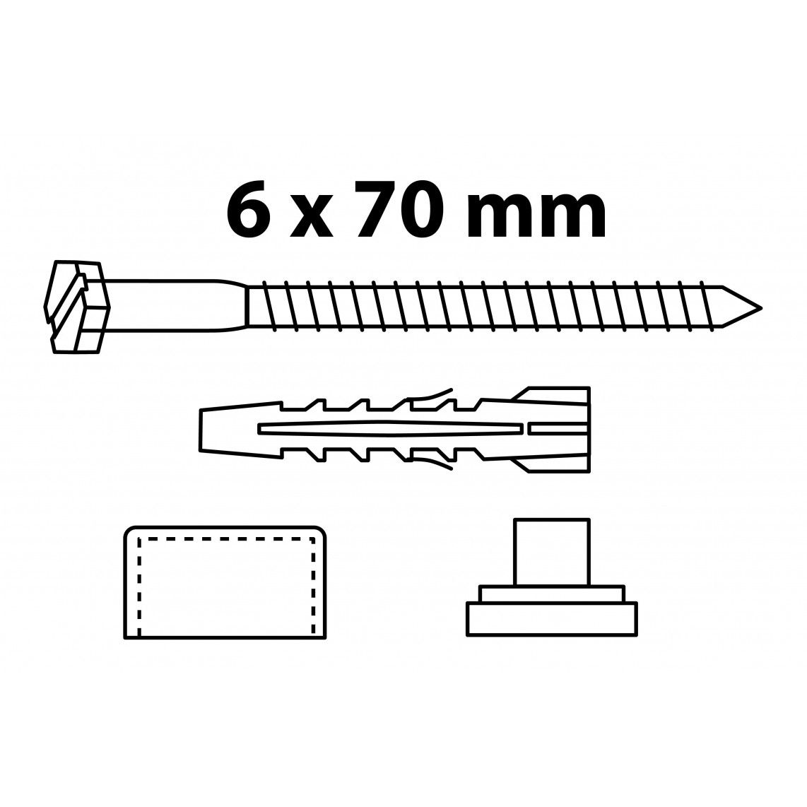 98846113 Kit de fixation pour WC au sol/tablette Tête bombée, chromé, M6 x 70 mm vue 2
