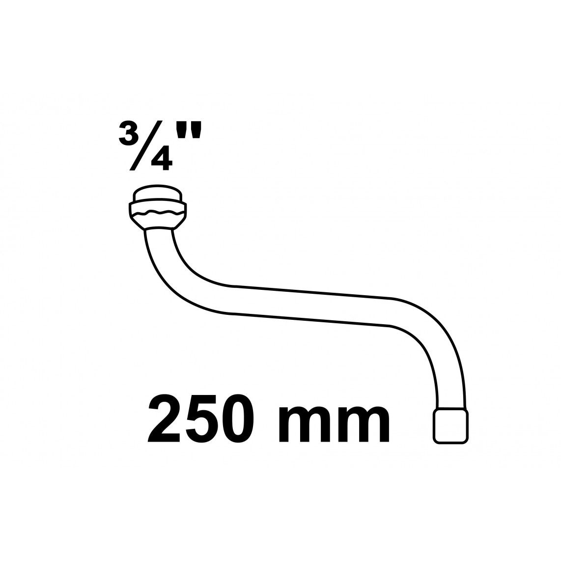 98951118 S-form pipe spout, chrome, 3/4" x 250 mm, with aerator, with o-ring vue 2