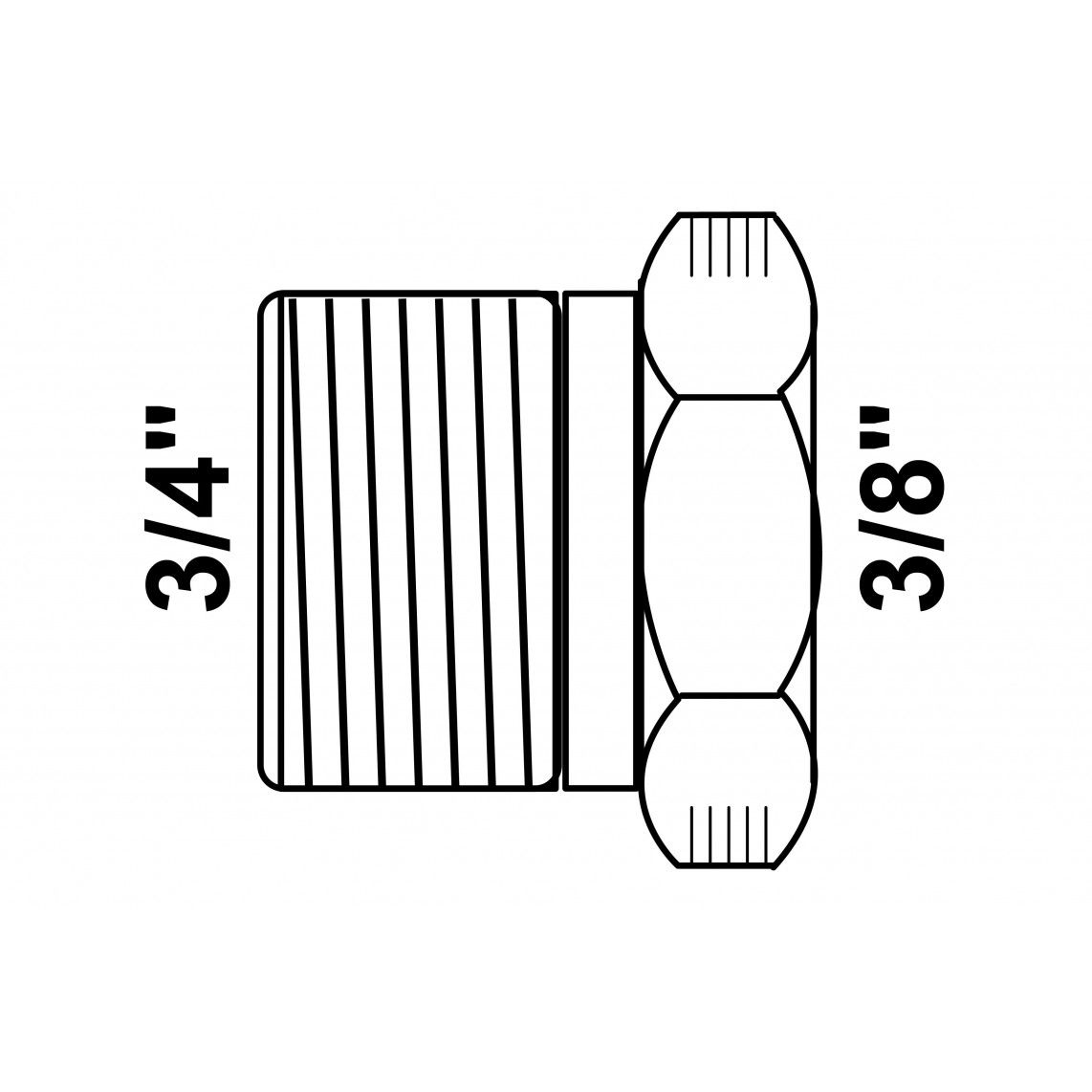 989333155 Reducer piece, brass, chrome, 3/4" male x 3/8" female vue 2