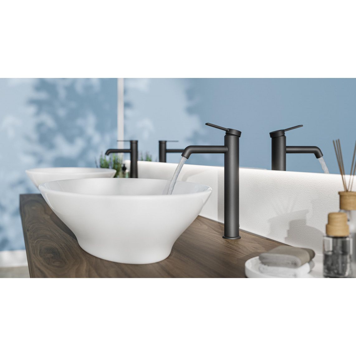 33116 LOS ANGELES Wash basin mixer, black matt, with high body vue 9