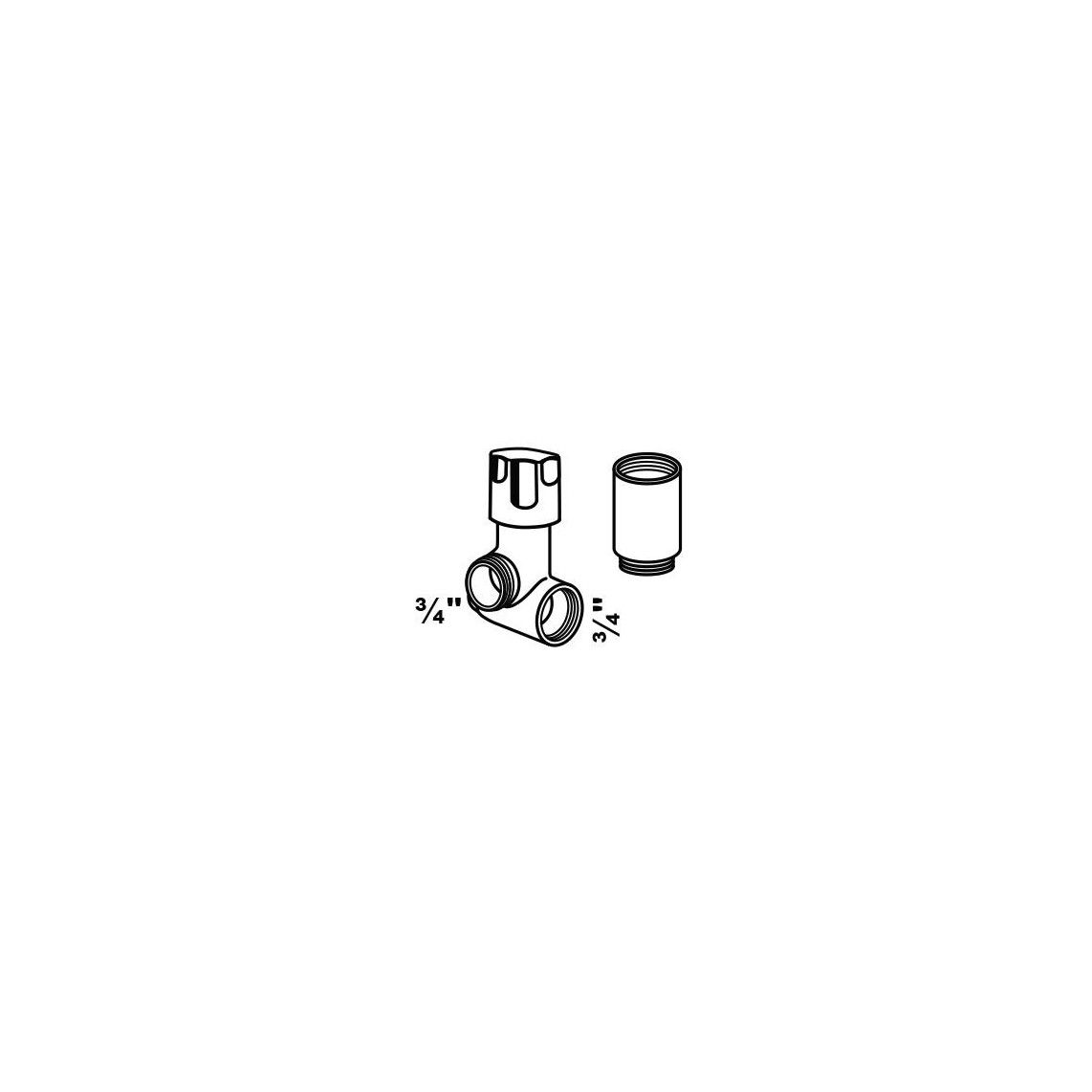 986220148 Additional valve right, chrome, 3/4", with compensation for wall-mounted mixer vue 2