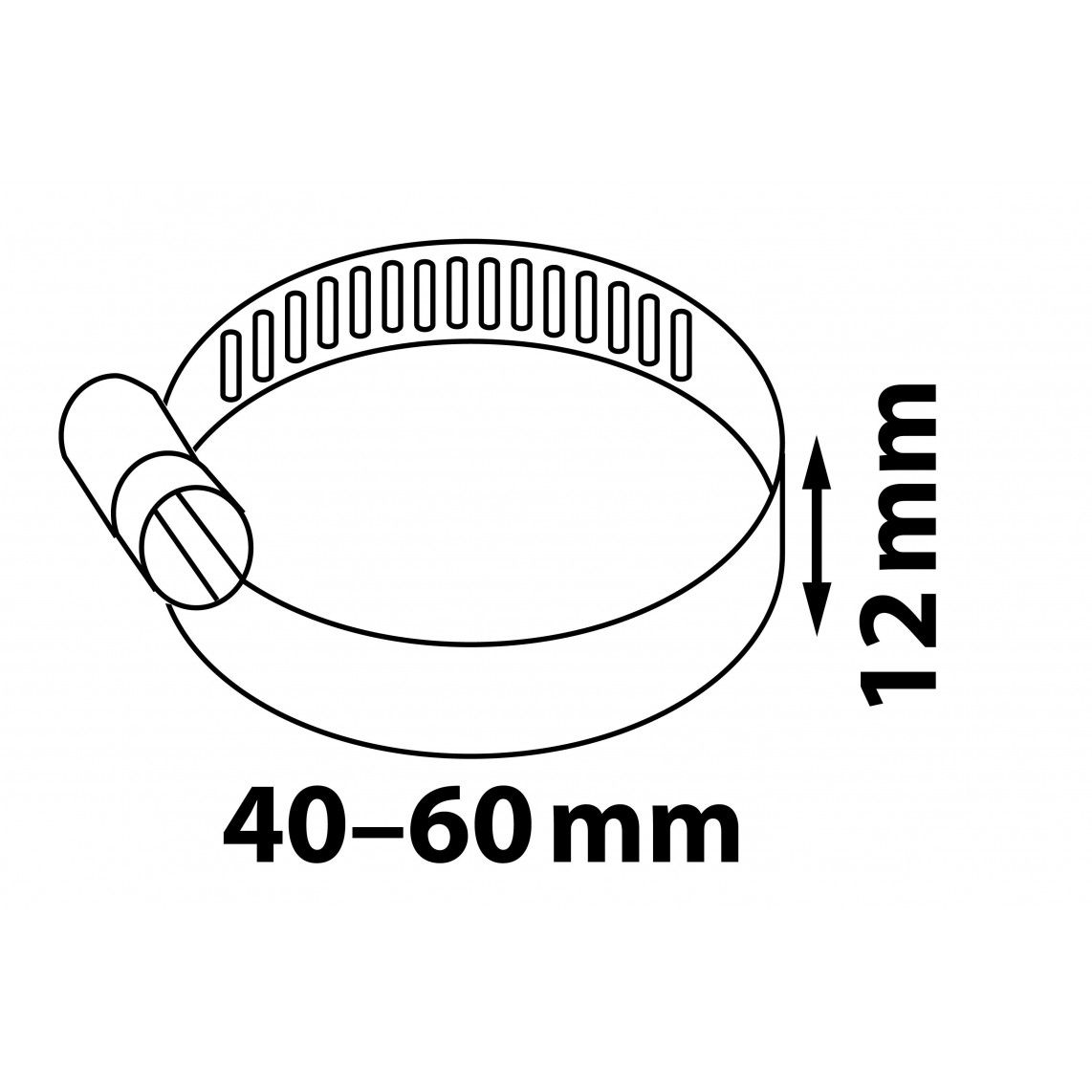 987376255 slangklem 12 mm Bandbreedte, RVS, 40 - 60 mm vue 2