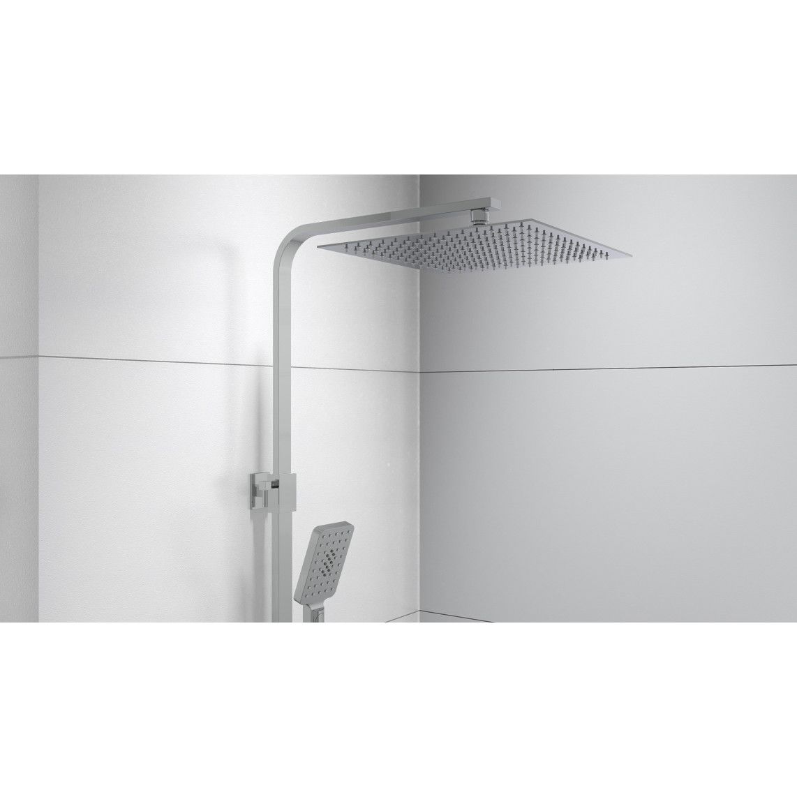 60530 OCEAN Regendouche set met thermostatische kraan, chroom/wit, met planchet vue 10