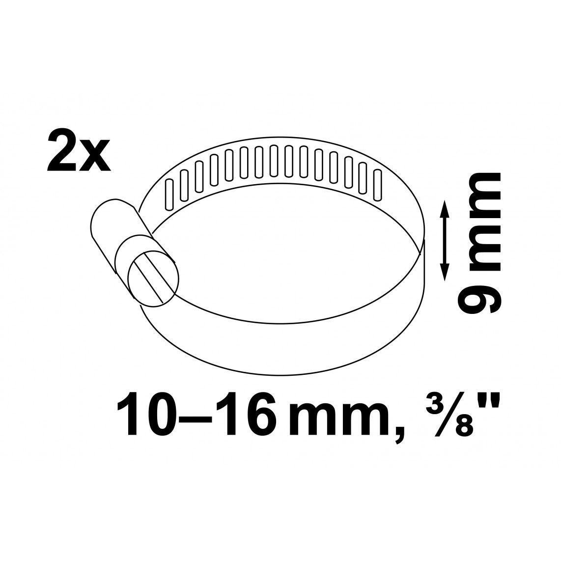 987370155 Hose clamp, stainless steel, 9 x 10 - 16 mm, for 3/8" (2x) vue 2