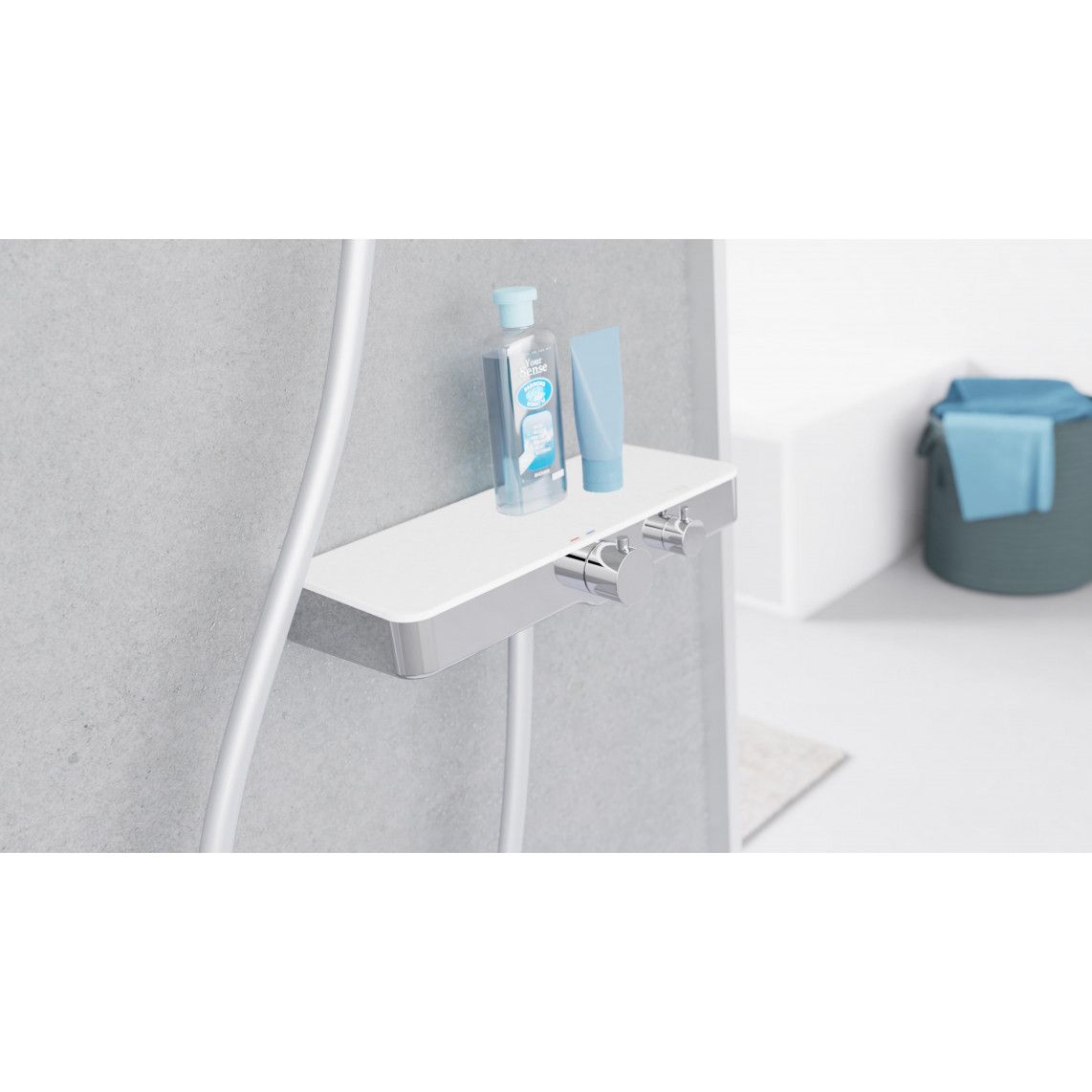 60535 OCEAN Mitigeur thermostatique de douche, chromé/blanc, avec tablette vue 10