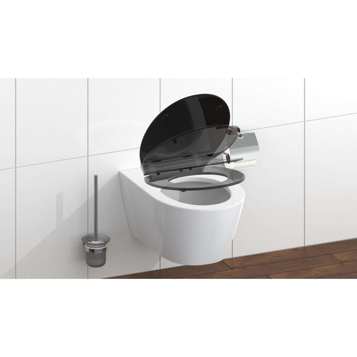 82710 Duroplast WC-zitting SLIM BLACK, met valrem en afneembaar vue 10