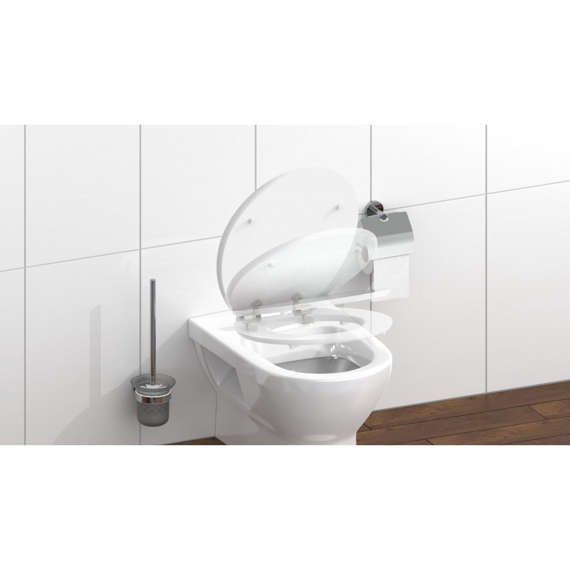 80549 MDF HG Toilet seat FLOWERS AND WOOD, with soft close vue 9