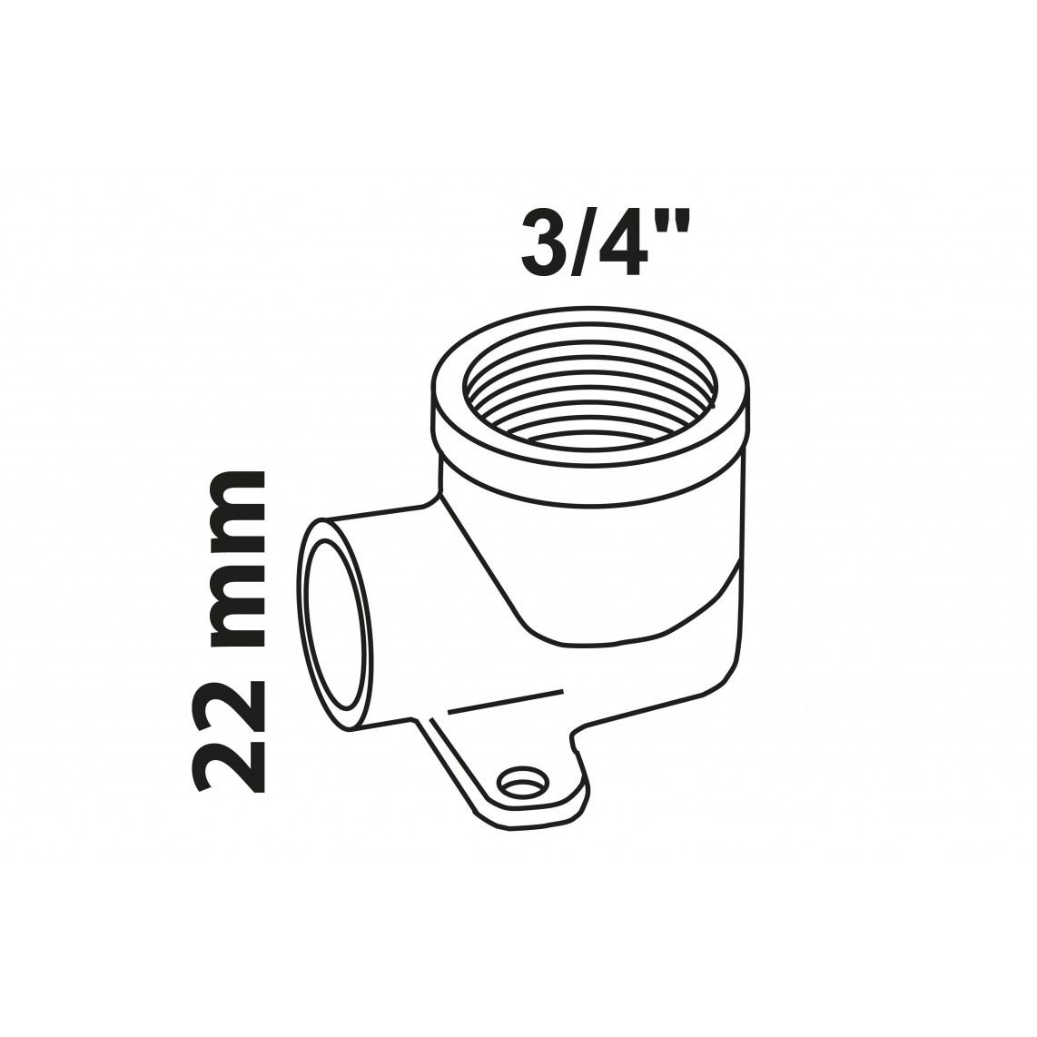 989124017 BR wandplaat, blanco, 22 mm x 3/4"BI, 1 mof (4472g) vue 2
