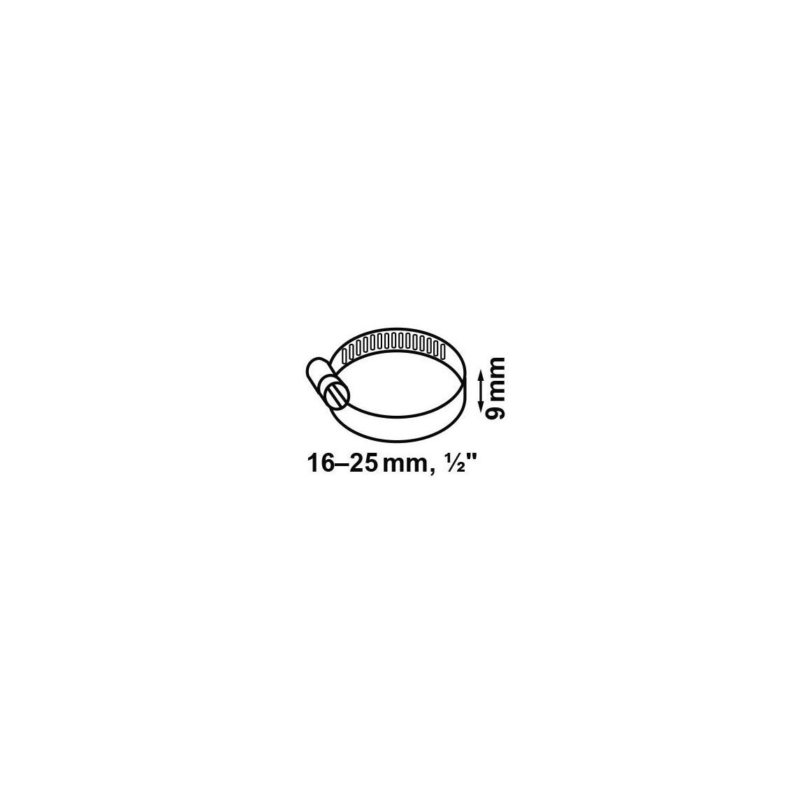 98539358 collier de serrage 9 mm Largeur de bande, galvanisé, 16 - 25 mm, pour 1/2" vue 2