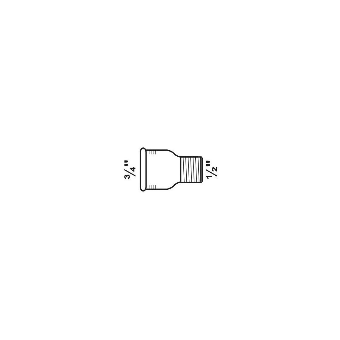 989758155 Reducer double socket, malleable galvanized, 3/4" female x 1/2" male vue 2