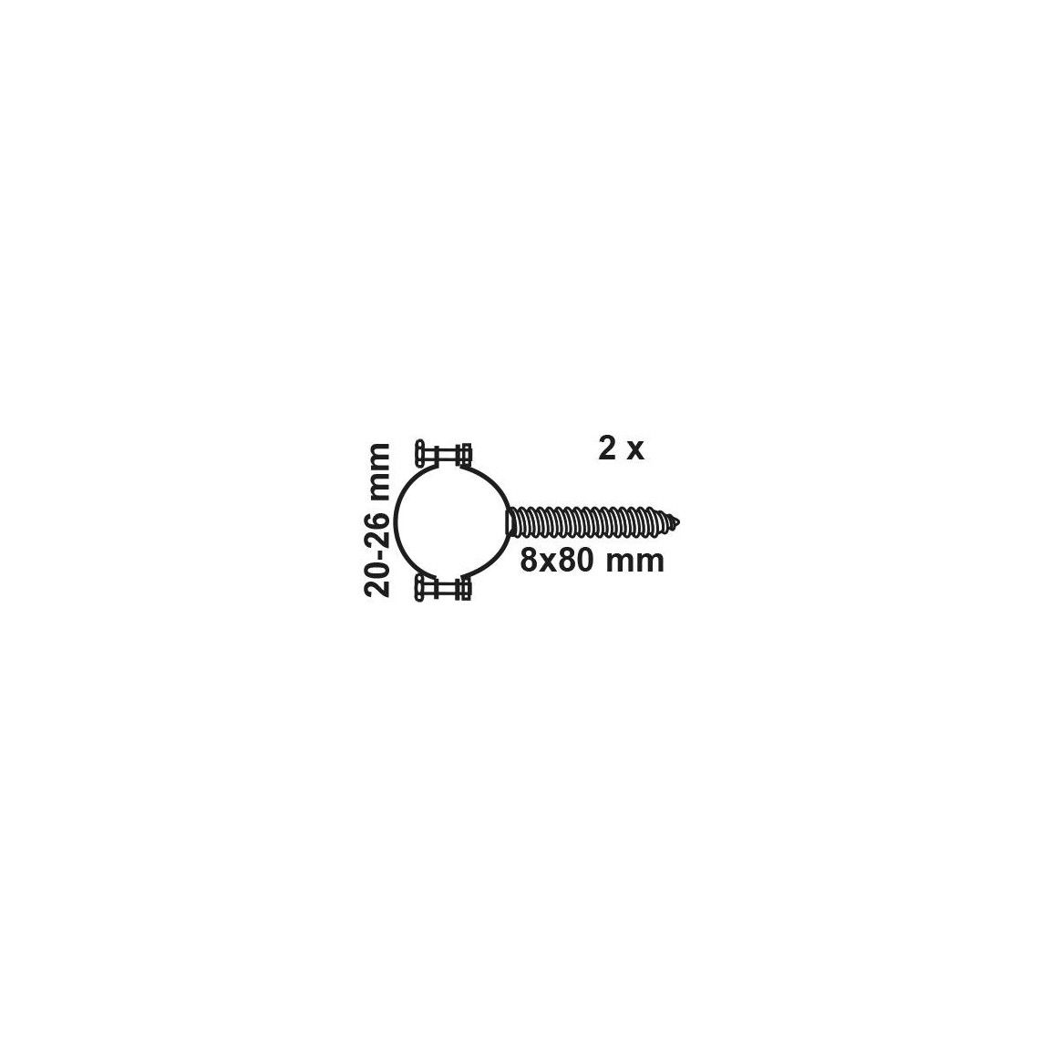 973125017 buisklem, 20 - 26 mm, met stokschroef M8 x 80 mm (2x) vue 2
