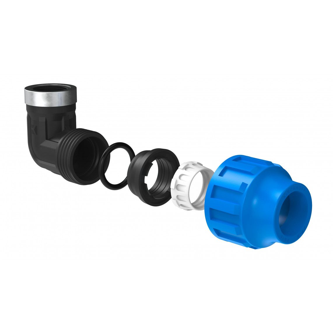 984846317 PP knie 90°, 32 mm x 1"BI, knelfitting voor tyleen/socarex vue 3