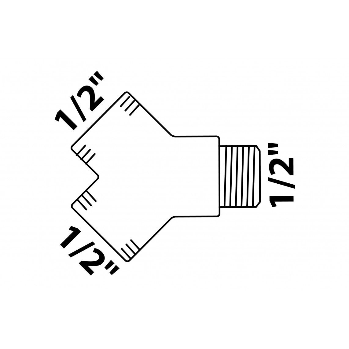 989411155 MS Y-fitting, chroom, 1/2"BI x 1/2"BU, vue 2