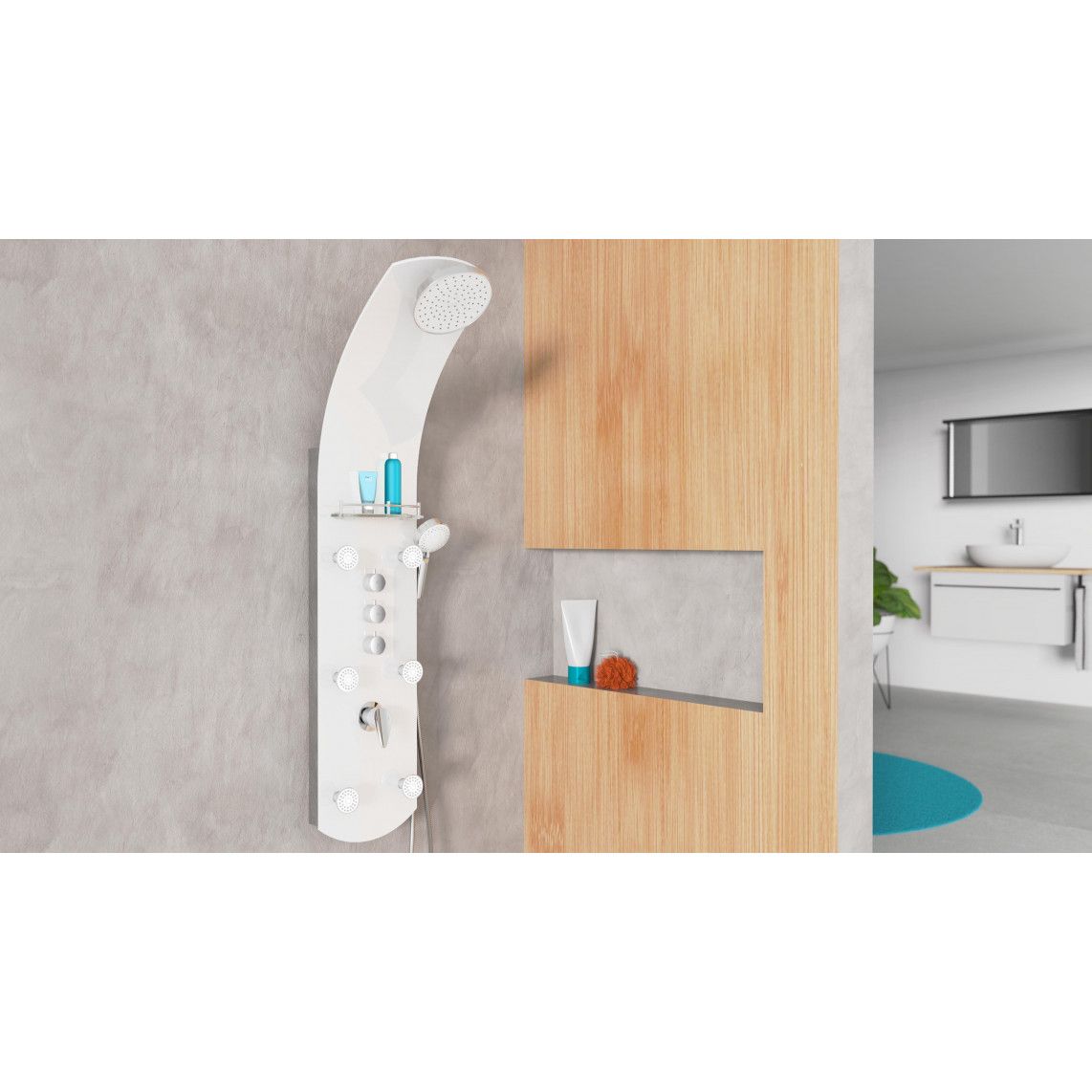 ORSP-YMSBW KARIBIK Panneau de douche, blanc vue 7