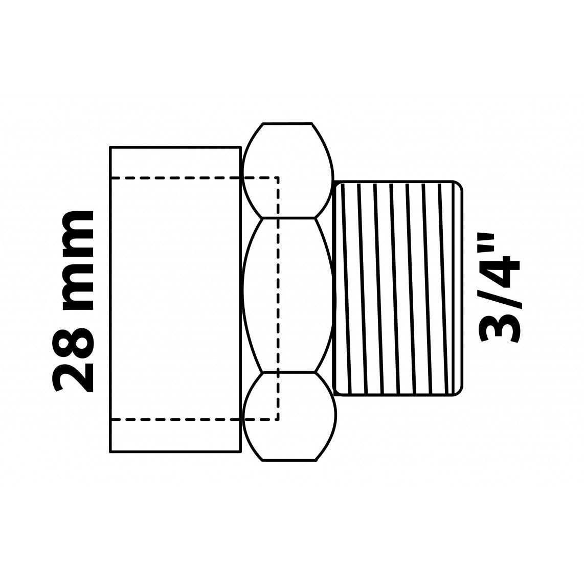 989089155 BR Mamelon de transition, vierge, 28 mm x 3/4" M, 1 manchon (4243g) vue 2