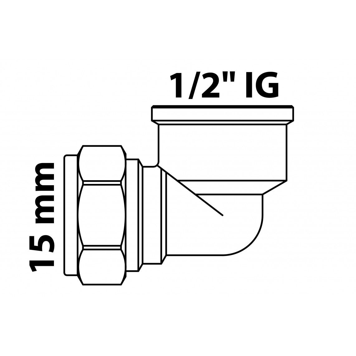 989452117 MS knie 90°, blanco, 15 mm x 1/2"BI, knelfitting voor koperen buis vue 5