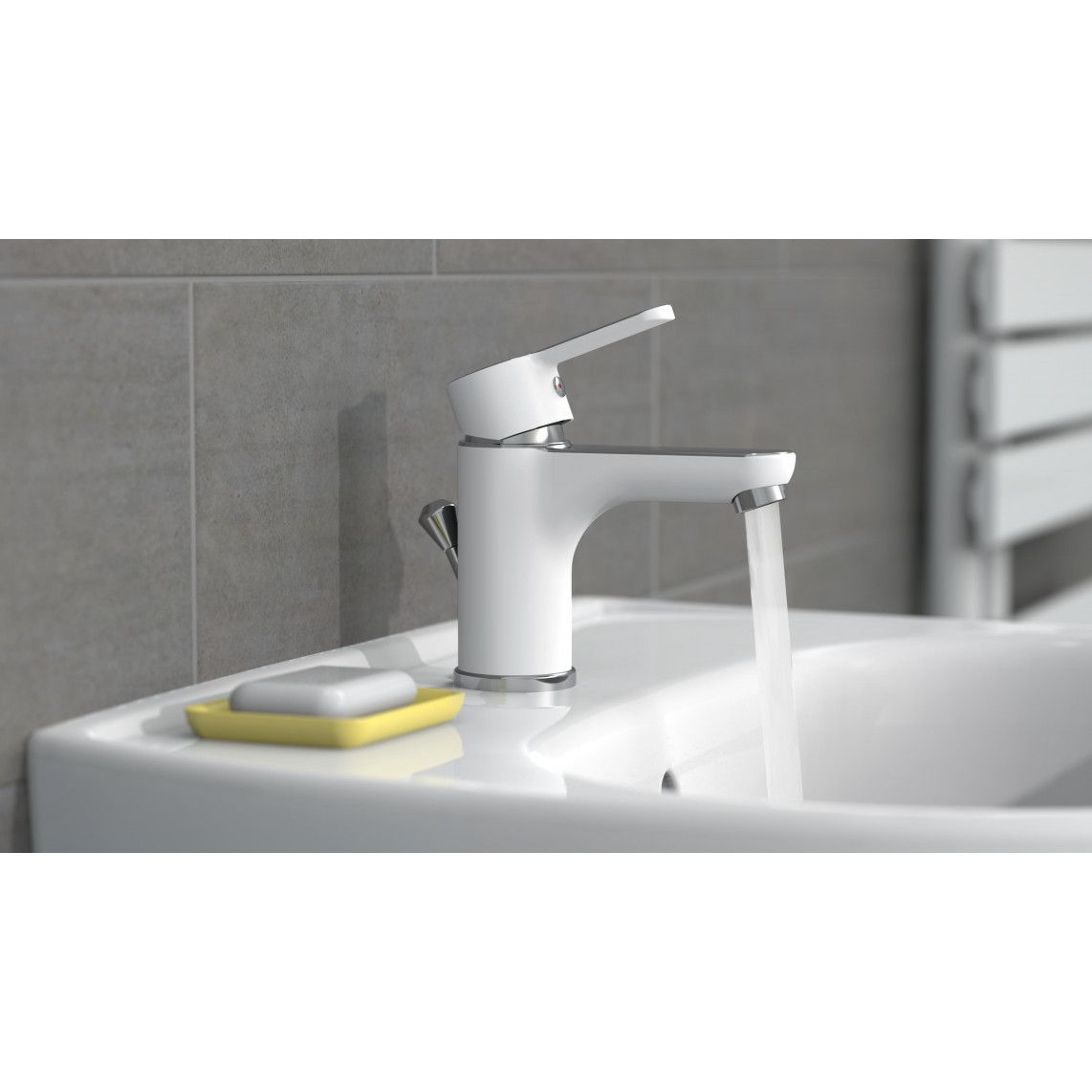 NI075DINWCR DIZIANI Mitigeur lavabo, blanc/chromé vue 6
