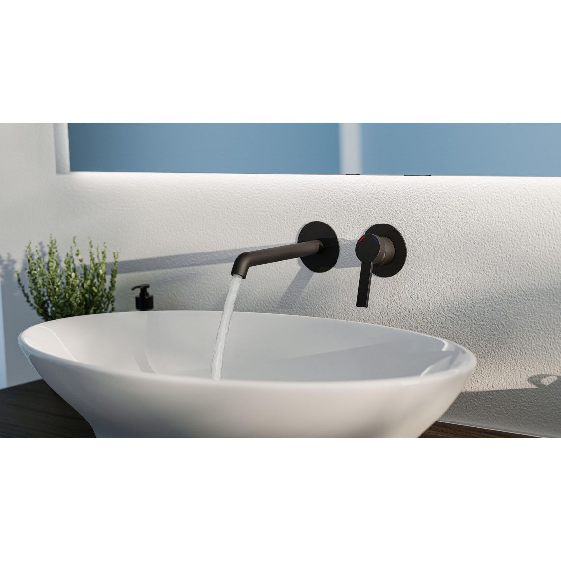 33166 LOS ANGELES Wash basin mixer, black matt, for wall fixing vue 8