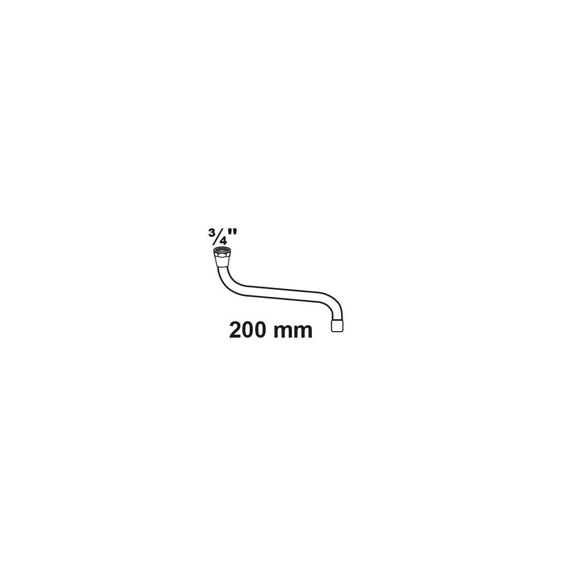 98951104 S-buisuitloop, 3/4" x 200 mm, met straalregelaar, vlakke dichting vue 2