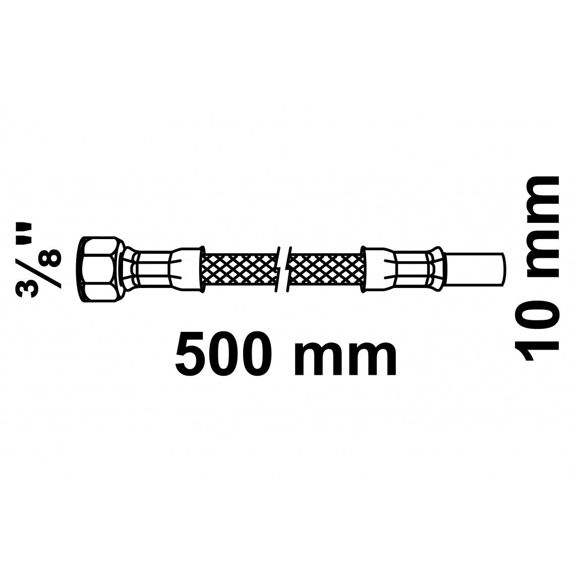 98627845 Flexaansluitslang 500 mm, 3/8"BI x 10 mm koperen buis vue 2