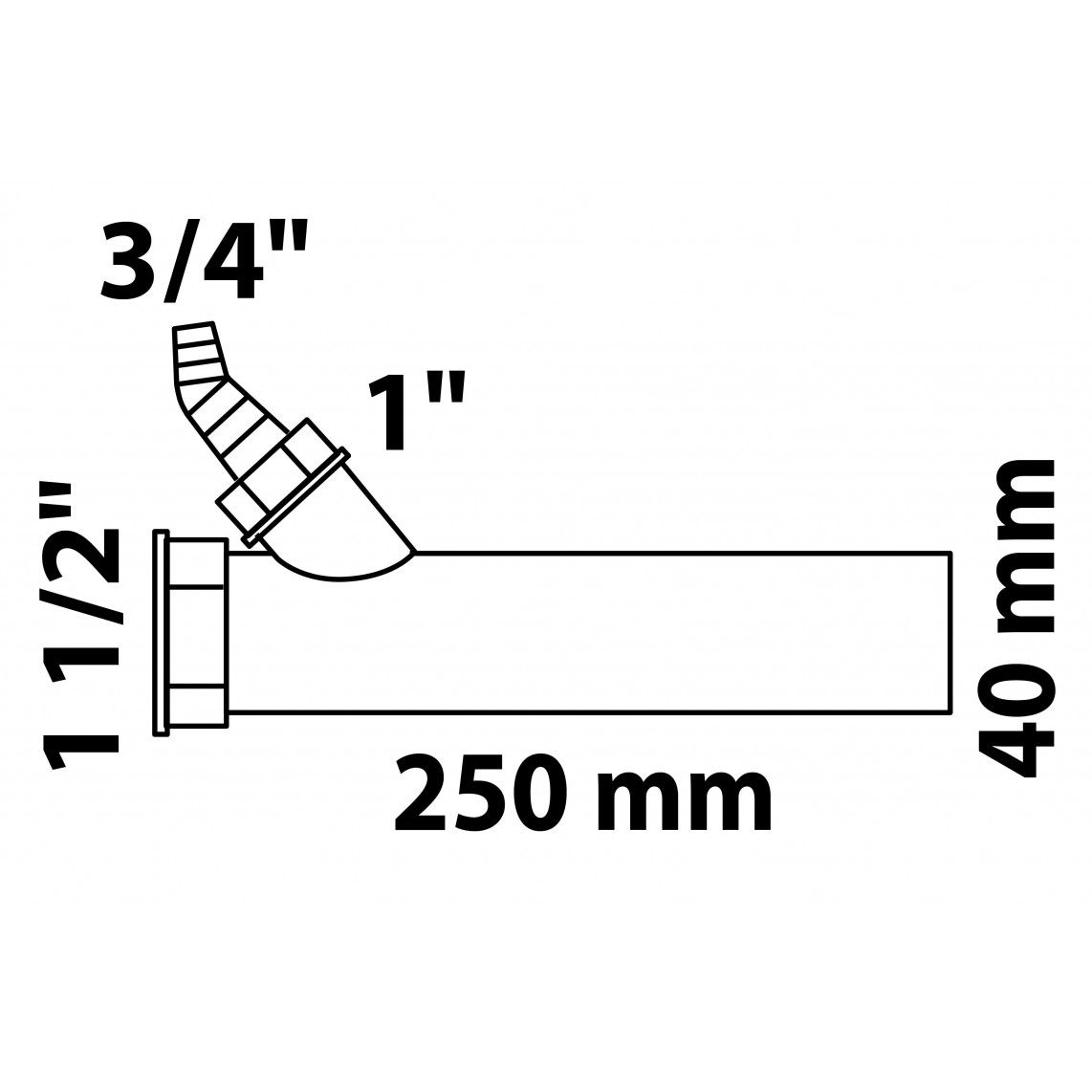 98837349 ECO-SAVE Immersion tube, plastic, grey, 1 1/2" female x 250 mm, with 3/4" device connection, for DN 40 mm trap vue 6