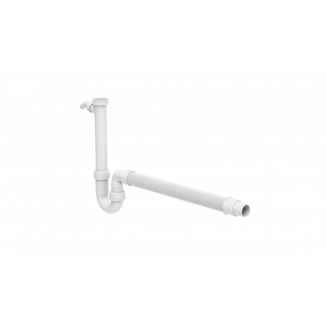 01243 KS spoelbak-buissifon 1 1/2"BI x DN 40/50 mm flexibel, wit, met 3/4" toestelaansluiting vue 2
