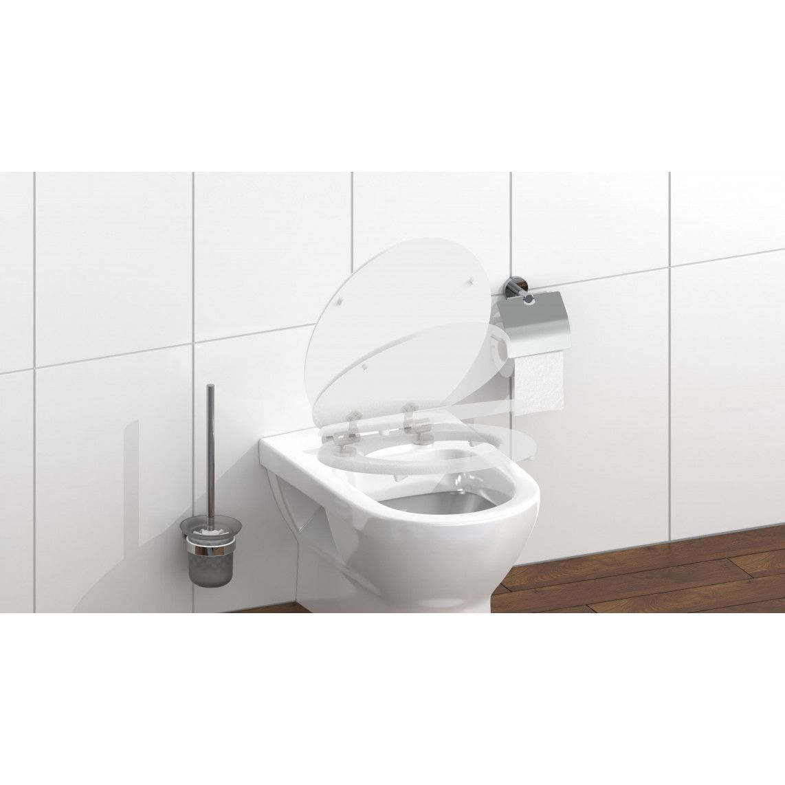84100 abattant WC avec noyau en bois WHITE, avec frein de chute vue 8