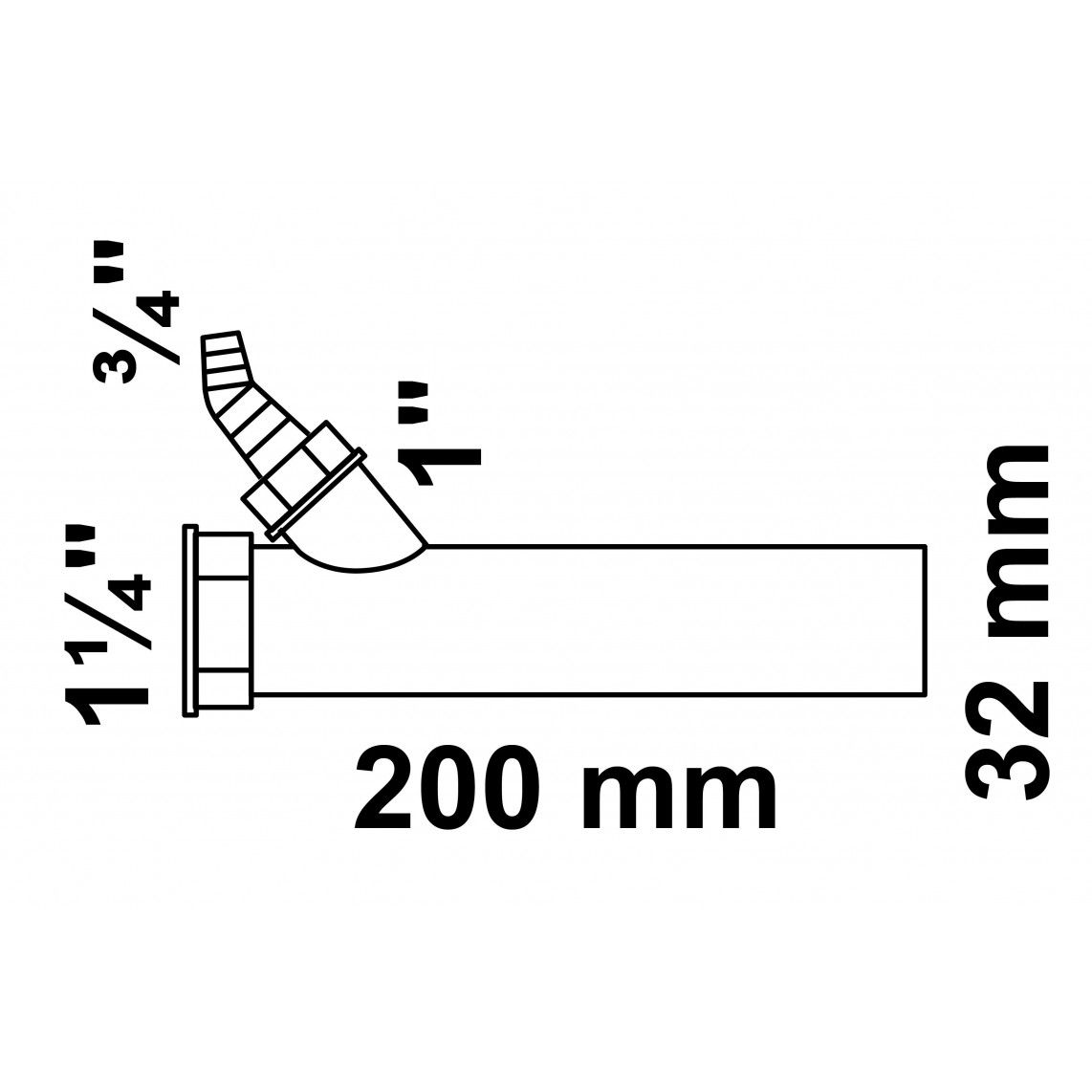 98028050 ECO-SAVE KS Dompelbuis, grijs, 1 1/4"BI x 3/4"T x 200 mm x 32 mm, met toestelaansluiting vue 2