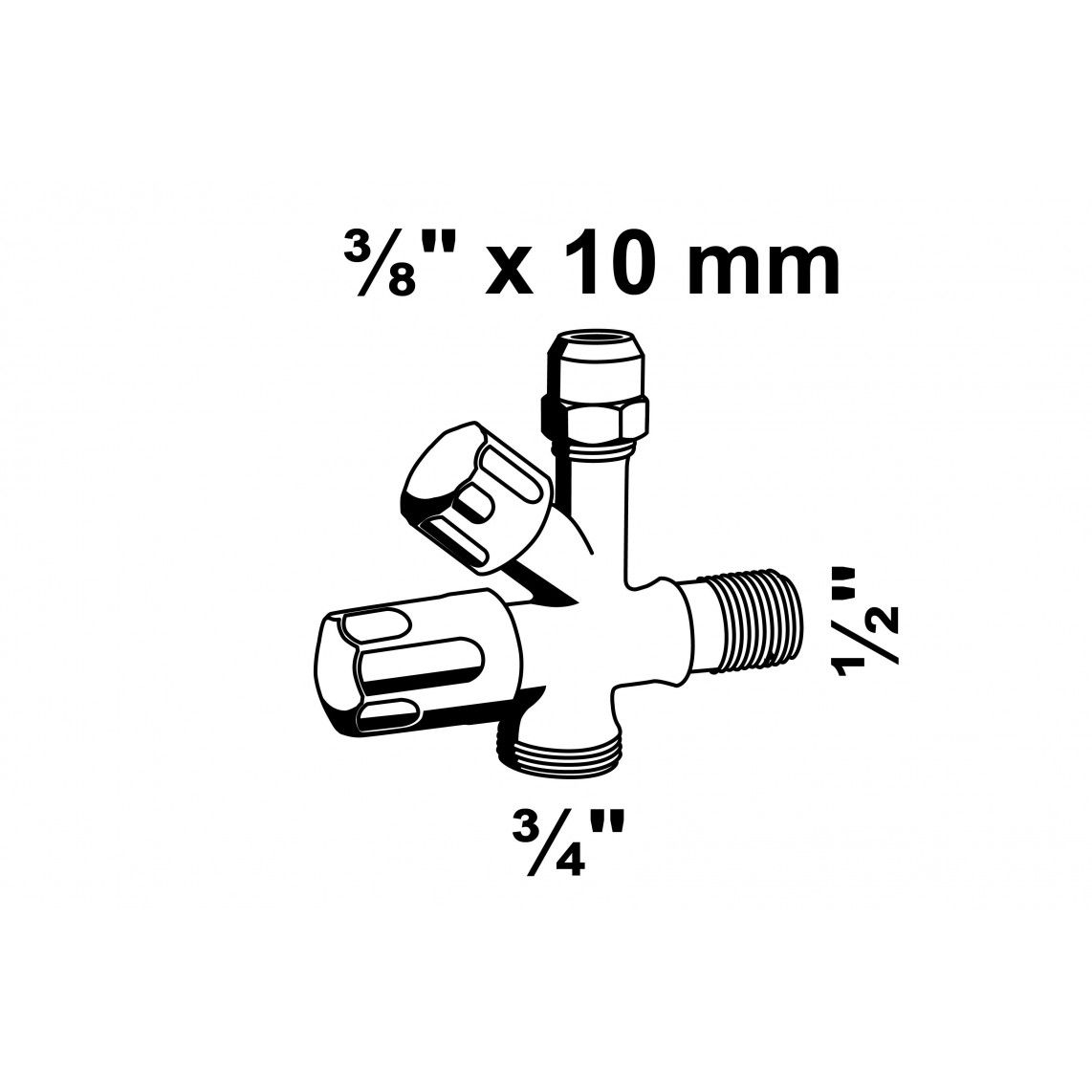 98480090 Vanne d'angle pour appareil, 1/2" M x 3/4" M x 3/8" M x 10 mmQ vue 7
