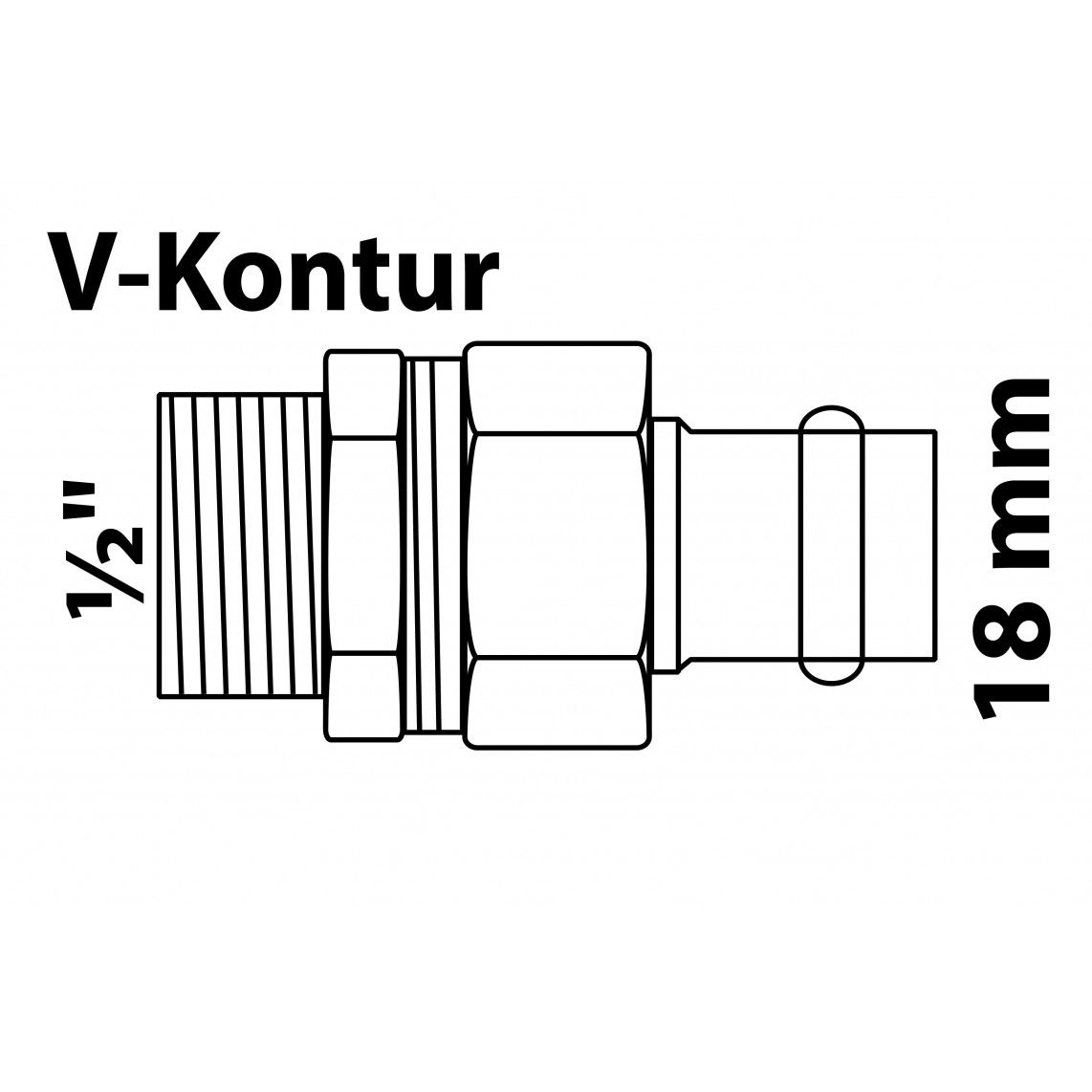 988627354 BR schroefverbinding, blanco, 18 mm x 1/2"BU, vlakke dichting, 1 mof, (P4331g) vue 2