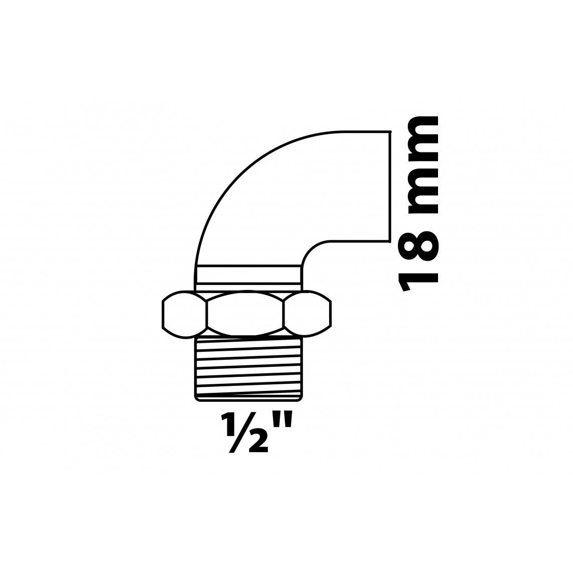 989222055 BR knel kniekoppeling 90°, blanco, 18 mm x 1/2"BU, conische afdichting, 1 mof (4098g) vue 2