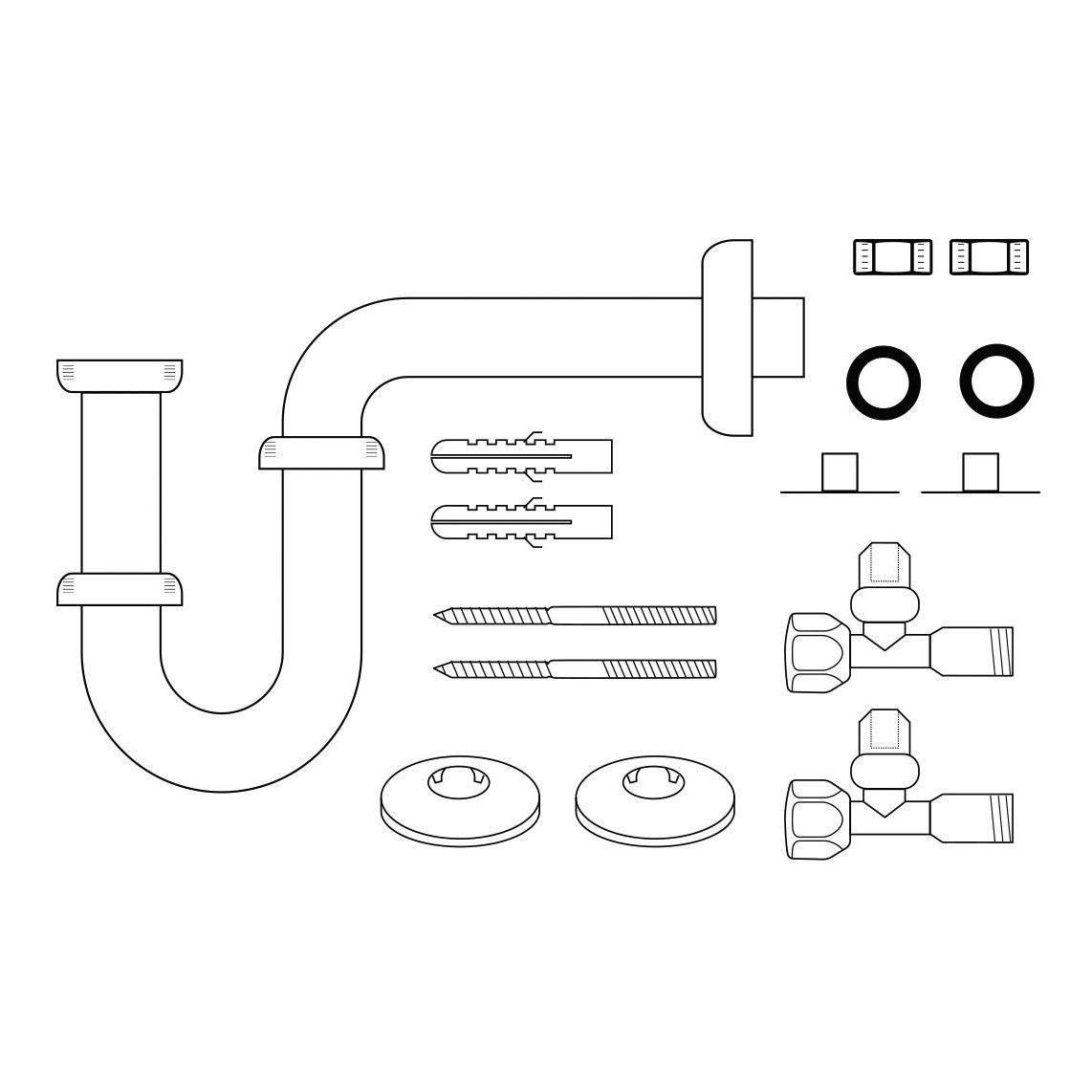 98800104 Wastafel-buissifon-Set, 1 1/4" x 32 mm, met bevestiging, met 2x hoekstopkraan vue 4