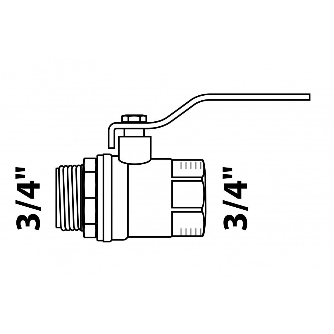 988596713 Robinet à sphère, nickelé, 3/4" F x 3/4" M vue 2