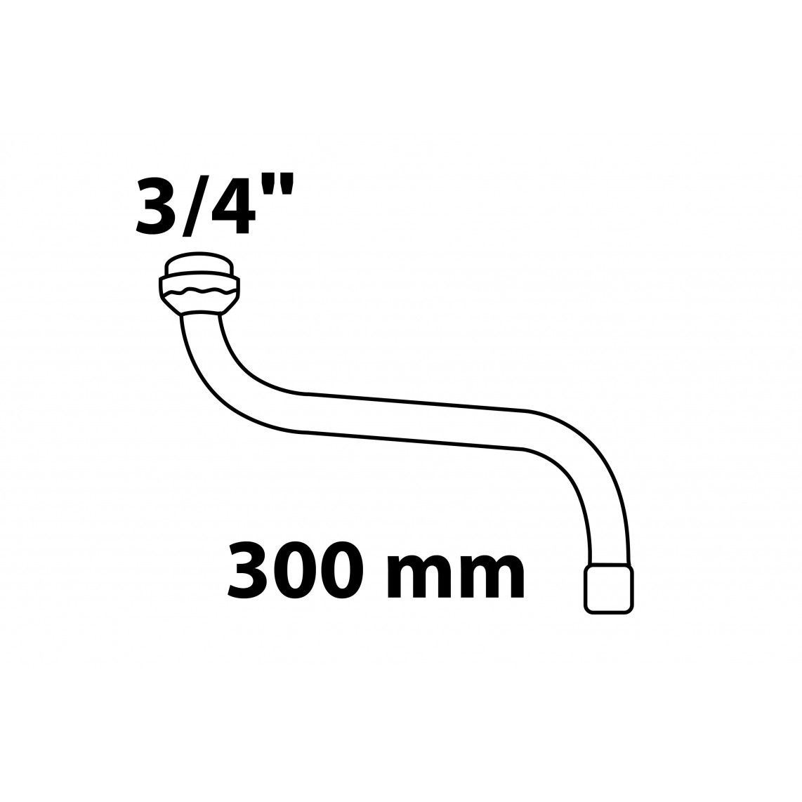 98951218 S-form pipe spout, chrome, 3/4" x 300 mm, with aerator, with o-ring vue 2