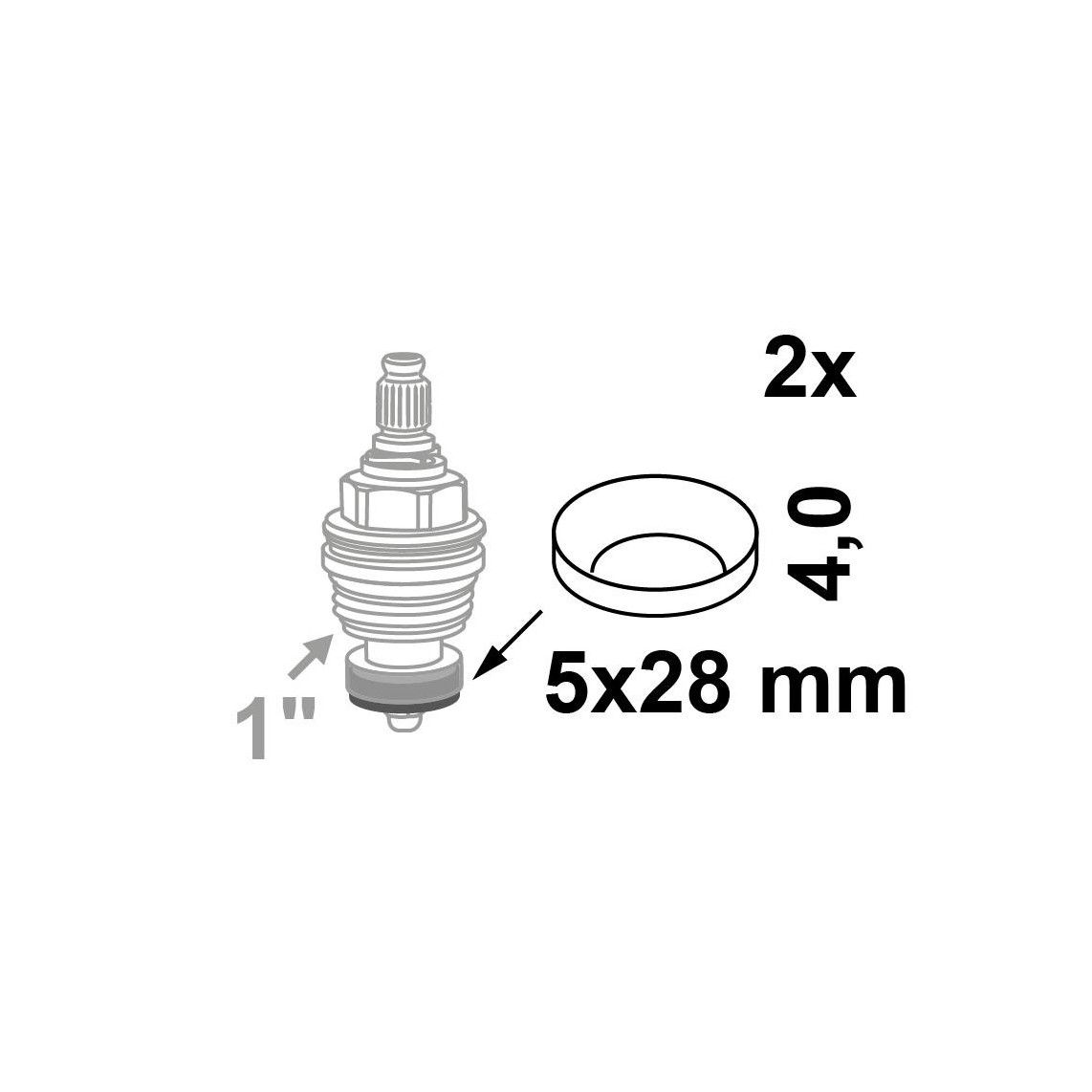 98696270 joints de tête de soupape, Caoutchouc, 5 x 28 x 4 mm, pour tête 1" (2x) vue 2