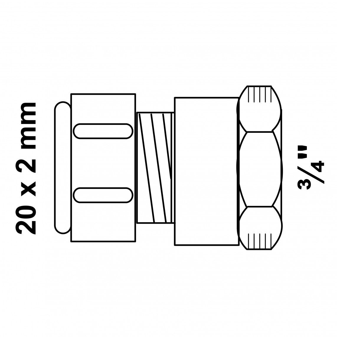 988903455 Transition piece, brass, 20 mm x 3/4" female, clamp fitting for multilayer pipe vue 4