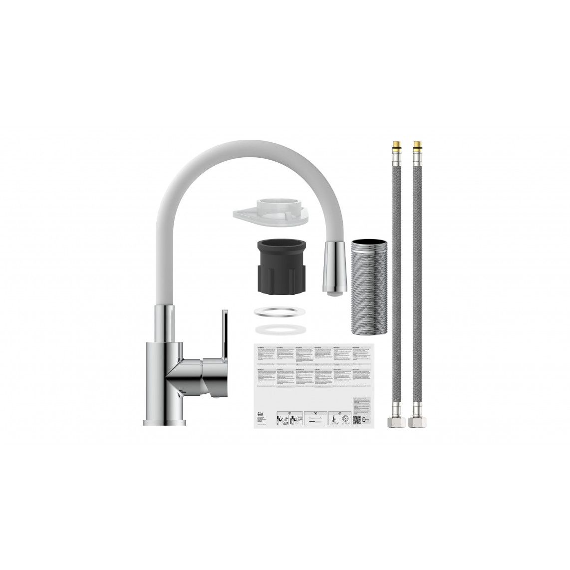 NI186FLHG FLEXO Mitigeur évier, chromé/gris clair, avec flexible soft-touch vue 3