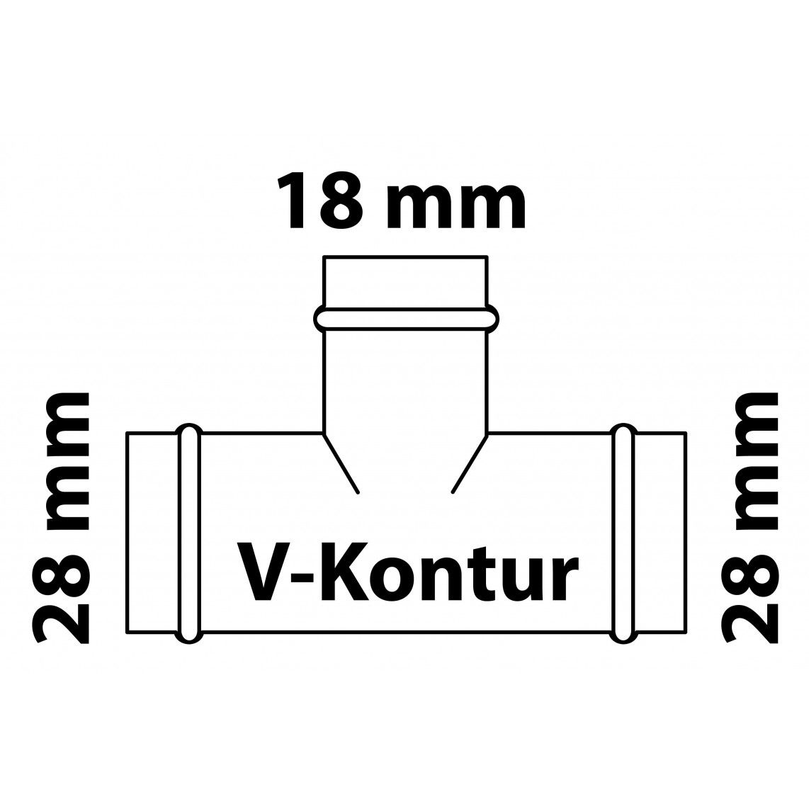 988618854 CU verloop T-stuk, blanco, 28 mm x 18 mm x 28 mm, 3 mofen, (P5130) vue 2